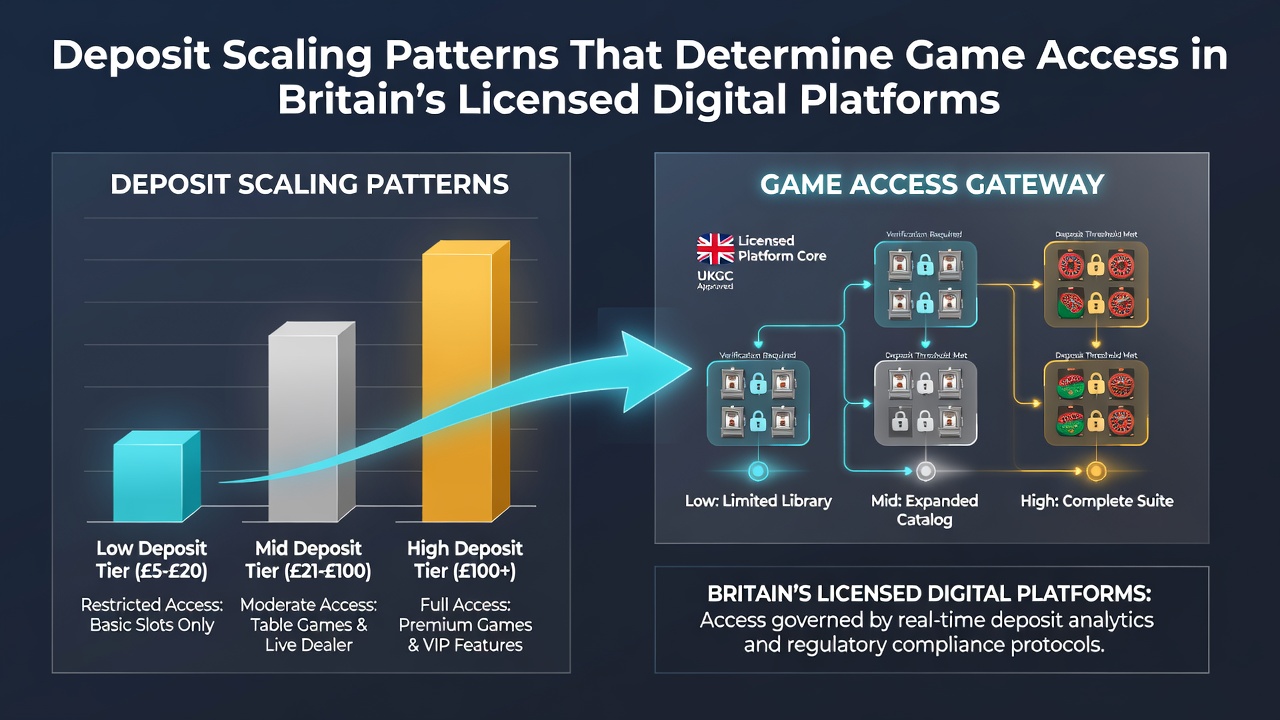 Infographic detailing how deposit amounts unlock different game categories on British licensed sites